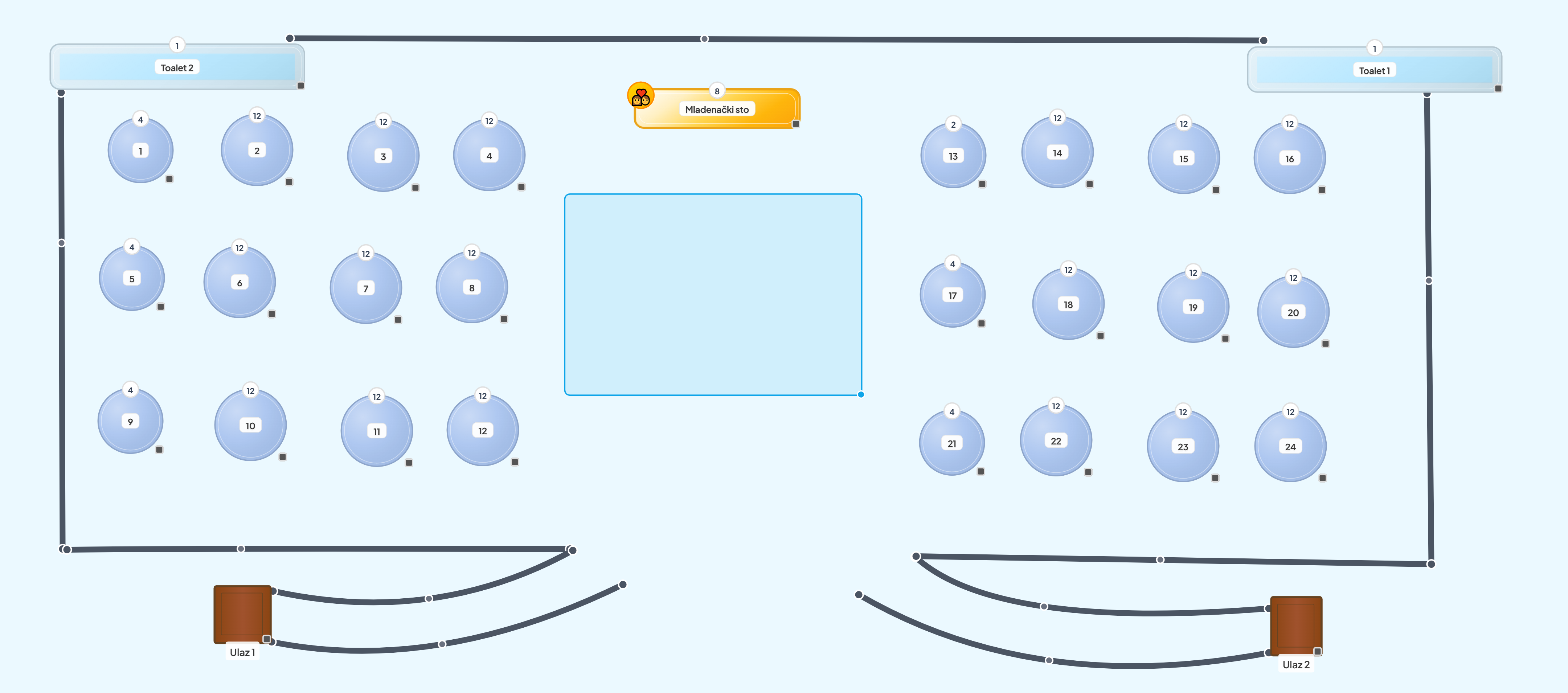 Plan prostora - raspored stolova u realnom prostoru